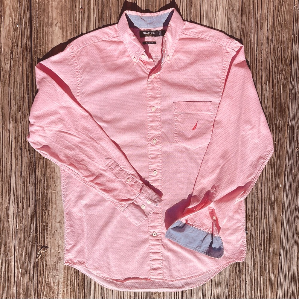 Nautica SlimFit Oxford Pink LS Shirt M